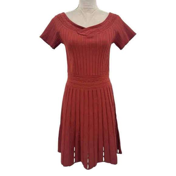 Sandro Paris Lottie Knit Fit & Flare Dress in Cinnamon  Size FR 40 (US 8)